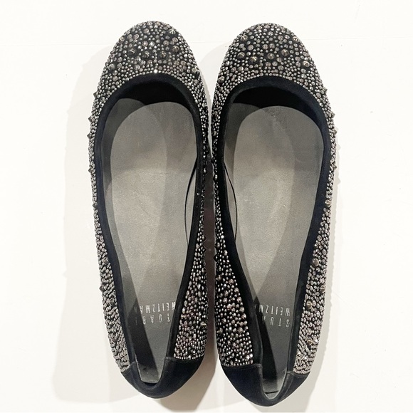 Stuart Weitzman Nubeads Flats Suede Black Studded 7 - Picture 7 of 11
